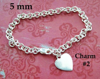 Charm Bracelet, Sterling Silver Finished Bracelet Wholesale Bracelet, 5.0x4.5 mm,  7" inch, Finished Thick Bold Cable Chain  b100 aac hp