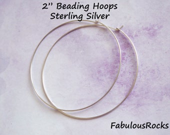 Large Hoop Earrings,  Sterling Silver Hoops Gold Fill 2" inch Hoops, Big Hoops Large hoops, Everyday Hoops, Beading Hoops solo ihl.p bh V1