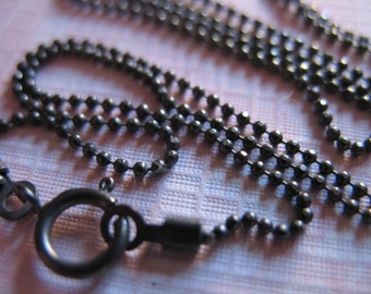 Shop Sale..1 pc, 16 or 18 inch, Finished Chain, Oxidized Sterling Silver Chain - 1 mm BALL CHAIN, vintage solo d33.t done ox