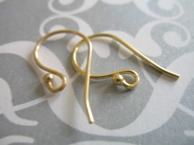 24k Gold Vermeil Earrings French Hook Earrings Earwires Bulk, 22x11 mm, Wholesale Jewelry Supply Earring Findings fhe.sb image 1