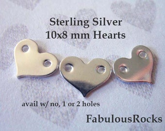 2-25 pcs / Sterling Silver or 14k Gold Filled, Heart Link Pendant Charm Blanks, 10x8 mm / 1 or 2 Hole Heart, 24 ga / Charlize Theron ct.10