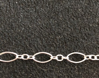 Sterling Silver Chain Long and Short Chain, 8x4 mm Necklace Bracelet Chain, Medium Weight / mmgf mgf56