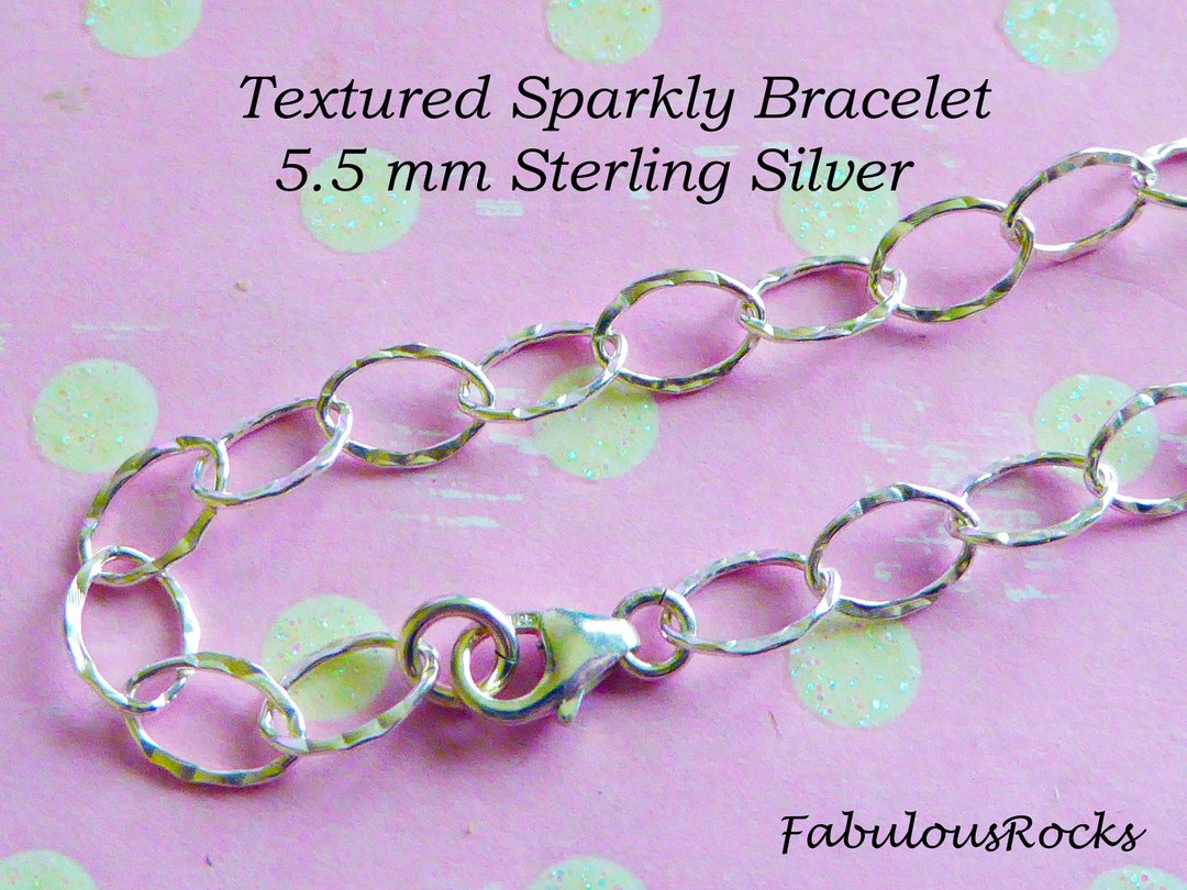 Sterling Silver Charm Bracelet Chain Wholesale, 5.5 Mm Sparkly Textured