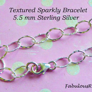 Sterlingsilber Charm Armband Großhandel, 5,5 mm strukturierte Kabel-Kette, Armband fertig, große Breite prickelnde 6-6.5-7-7.5-8-8.5-9 &quot;Zoll / B8
