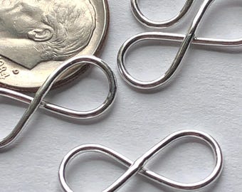 10 Sterling Silver Infinity Link Charms, Large 18x7.25mm