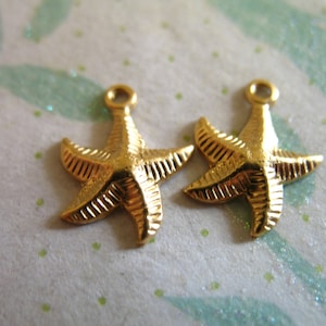 1-10 pcs / Gold STARFISH Star Fish Charms Pendants / 14k Gold Fill, 14x10 mm / bridal wedding bridesmaids jewelry ocean beach sea life solo