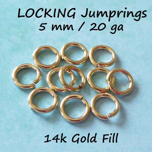 LOCKING JUMPRINGS Jump Rings Jumplocks Jump Locks 5 mm, 20 gauge ga g, OPEN, Sterling Silver 14k Gold Fill Jumprings image 5