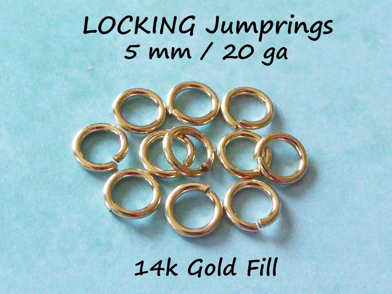 LOCKING JUMPRINGS Jump Rings Jumplocks Jump Locks 5 mm, 20 gauge ga g, OPEN, Sterling Silver 14k Gold Fill Jumprings image 5