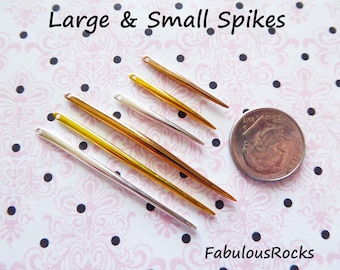 5-20 pcs / Spike Needle Charm Pendant / Sterling Silver or 24k Gold Vermeil / Large 2" 50 mm or Small 1", modern minimal layering sp.l art