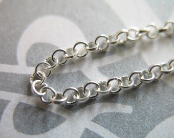 Sterling Silver ROLO Chain, 2 mm, 1-100 feet .. 10-25% Wholesale Discount / Medium Weight, necklace jewelry chain SS.. s51..hp solo