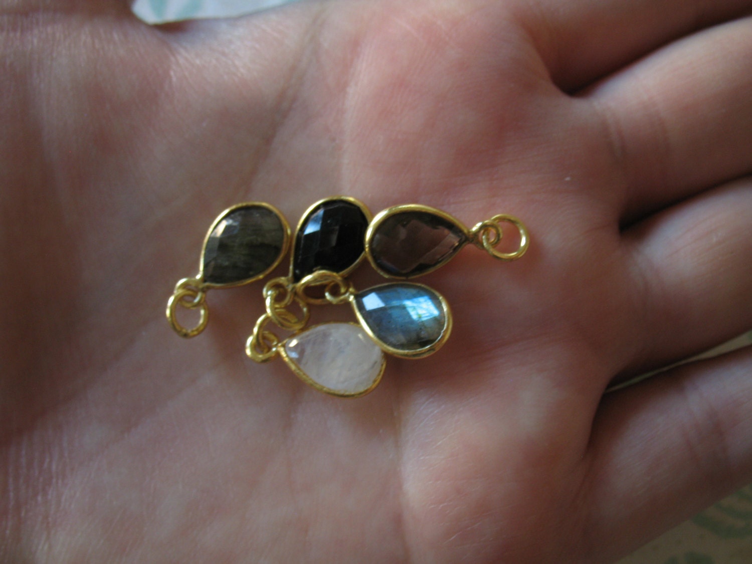 注目のブランド Crystal Gold 24k Mm, 14x8.25 Gem, Set Bezel Pendants, Charm チャーム