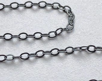 Oxidized Sterling Silver Delicate Chain, 2x1.5mm, Jewelry Supplies