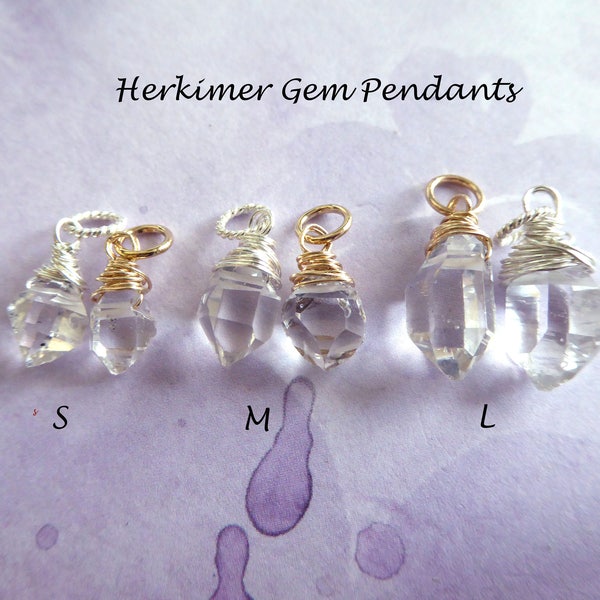 HERKIMER Charm DIAMOND Pendentif Interchangeable Ajouter une goutte Dangles, Argent Sterling ou Or 14k, Herkimer Diamond Bead Cadeau Moins de 10 / gd601