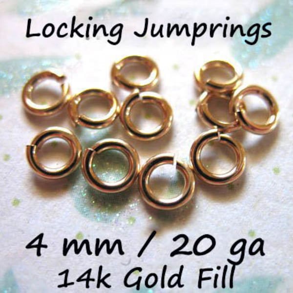 10-100 pcs  4 mm, 20 gauge, LOCKING Jump Rings Jump Lock JumpLock, Open  14k Gold Filled Jumpring 14k Gold Fill, ool GFJR4mm fc.s jr4