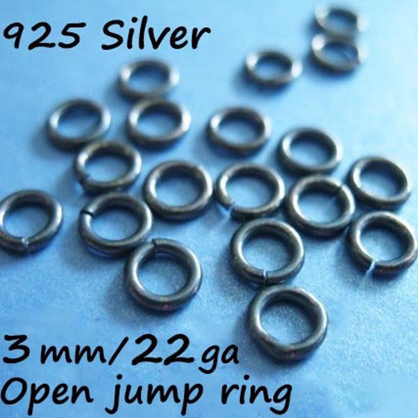 25-100 pcs Bulk  3 mm Oxidized Sterling Silver Jump Rings Jumprings, 22 gauge ga, OPEN, small tiny,  ox solo fc.s jr3