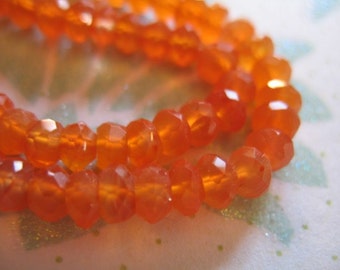 CARNELIAN Rondelles / Luxe AAA / 3 - 4 mm / Faceted /Full Strand / Fanta Orange / july birthstone