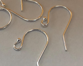 Ganchos para pendientes de plata de ley con forma de gancho francés, 21 x 12 mm, suministros para la fabricación de joyas.