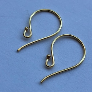 Gold French Hook Earrings  24 K Gold Vermeil, 5 pairs Bulk, 22x11 mm, Wholesale Artisan Single Ball EarWires Ear Wires Jewelry Supplyfhe.sb