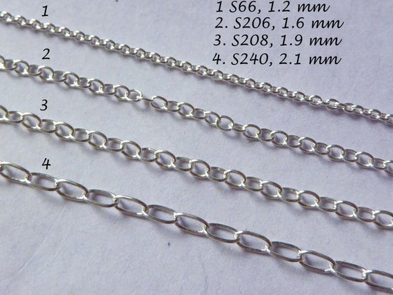 5-500 Feet, Sterling Silver Chain Bulk, Round Cable Chain / 2x1.6 Mm,  10-40% Less Wholesale Chain Petite Chain for Necklace SS..S206. Hp 