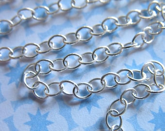 Round Cable Chain 3x2.5 mm / 925 Sterling Silver Chain / 1-10 feet Bulk, medium weight, m42
