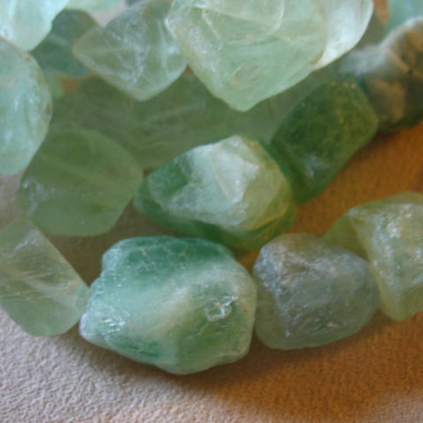 FLUORITE Nuggets, Hammered and Polished, 1/2 Strand, Luxe AAA, 21-26x14-18 mm, Seafoam Green, Organic Raw.. bold chunky statement designer