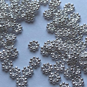 Sterling Silver Daisy Spacer Beads, BULK, 4 mm, 925 Silver Flat Beads.. wholesale spacers bulk.. vsb4 solo