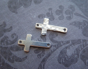 Sterling Silver Sideways Cross Charm, Petite Link (17x9.5 mm)