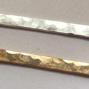 1-25 pc, Bar Charm Pendant Link Skinny Long Bar Name Plate / Sterling Silver or Gold Fill, 22 gauge, 26.5x2.2 mm, Hammered Bar / 2h solo