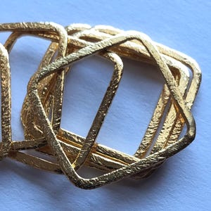 2-10 pcs, Brushed Square Link Connector Components / 24k Gold Vermeil, 25 mm, LARGE / wholesale jewelry findings organic artisan n929