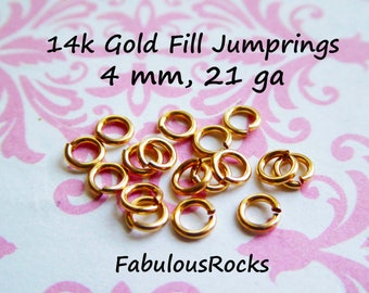 14k Gold Filled Jump Rings Bulk, 4mm 21 Gauge, Open Jumprings
