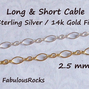 Gold or Silver Chain, Long & Short Necklace Chain Bulk Footage, 14k Gold Fill or Sterling Silver, 5x2.5 mm Oval Link Jewelry Chain M5