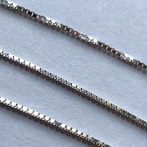 Catena a maglie quadrate in argento sterling, 0,65 mm, forniture all'ingrosso per gioielli