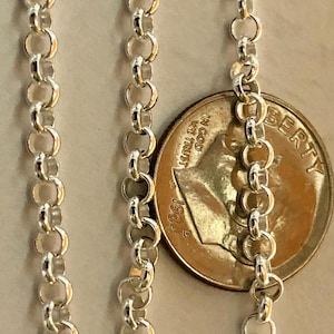 ROLO, 3 mm diameter, Sterling Silver Rolo Necklace Chain, Wholesale Heavy Weight Unfinish Bulk Necklace Man Men Jewelry Chain mmss M56 hp