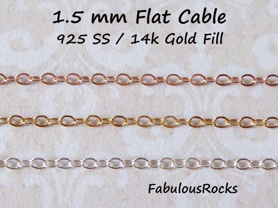 14k Gold Filled Chain, 1.5mm Flat Cable, Delicate Dainty - Etsy