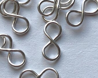 Sterling Silver Infinity Link Charm, Bridal Jewelry Connector (11x5.25 mm)