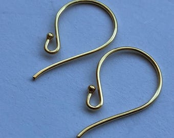 24k Gold Vermeil French Hook Earrings, 22x11 mm, Jewelry Supply