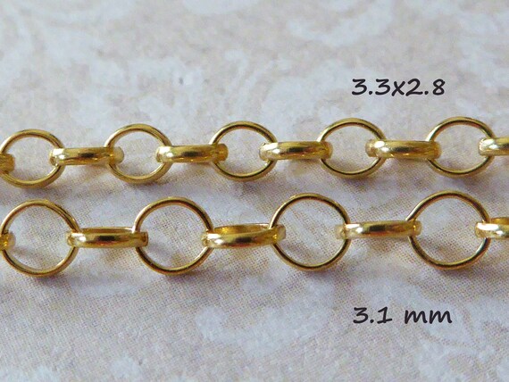 14k Real Gold Rolo Cable Crescent Lades Chan Necklace, 14kt Gold Rolo