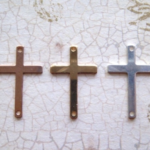SIDEWAYS CROSS Pendant Charm Link Connector Cross Jewelry, Skinny Cross / 14k Gold Fill or Sterling Silver, 22.5x14.5 mm  c22 p