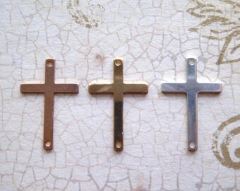 Sideways Cross Charm Connector, 14k Gold Fill or Sterling Silver, 22.5x14.5 mm