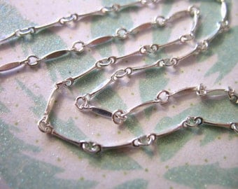 Sterling Silver Chain, Hammered Dapped BAR LINK Chain Bulk, 8.5x1 mm, heavy weight, wholesale ss, s45