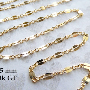 1-10 ft / Sequin Chain Dapped Long and Short Necklace Chain, 2.5 mm, 14k Gold Fill or  Rose Gold Fill Jewellery Chain Wholesale m38