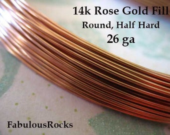 ROSE GOLD Wire, 26 gauge - 14/20 14k Rose Gold Filled / Jewelry Supplies Findings Half Hard, Round Wire Wholesale  WGF26rg