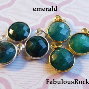 Emerald Gemstone Pendant: 24k Gold Plated Bezel, May Birthstone (14x11 mm) image 2