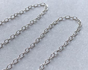 Sterling Silver Cable Chain, 1.5mm Round, Necklace Chain by the Foot