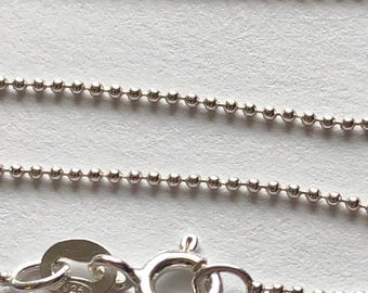 Sterling Silver Ball Chain Necklace, 1mm, Finished