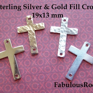 1-10 piezas, colgantes de cruz lateral encanto / plata esterlina y cruz de relleno de oro de 14k, 19x13 mm / joyería cruzada religiosa cristiana c13 2h solo