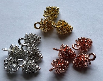PINECONE Charms Pendants Pine Cone Bulk, 12x8 mm, 3 D, Antique Brass, holidays