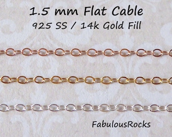 Gold Fill Chain, Bulk Gold Flat Cable Chain, 1.5 mm Unfinished 14k GF Chain, Wholesale Jewelry Chain DIY Jewelry Supplies sgf1 t ssgf s1