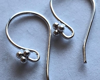 Sterling Silver French Hook Earwires: Artisan Jewelry Supplies (21x10 mm)