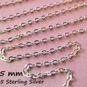 Wholesale Chain, Sterling Silver Chain, Flat Cable, 10-500 feet, BULK Discount, 2x1.5 mm, Dainty Tiny Unfinished Jewelry Chain SS S88 hp fcc